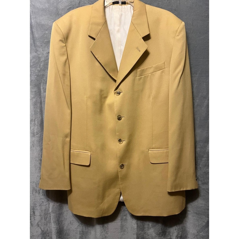 Claudio Morelli 44L Tall Mens‎ Vintage Blazer Tan Golden Sport Coat Pants Suit